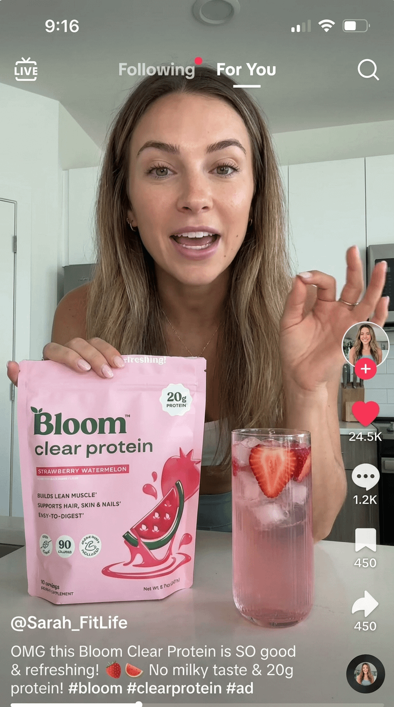 KI-generierter Screenshot eines Social-Media-Produkttest-Videos mit UI-Elementen, erstellt mit Nano Banana 2